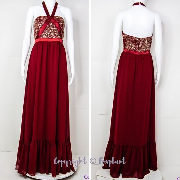 NEW Altar'd State red sequin maxi formal dress,‎ size M - Picture 2 of 15